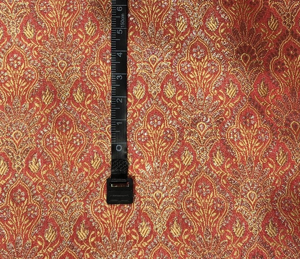 Silk Brocade fabric 44" available in 2 colors dusty peach, and peachy orange [BRO1041]