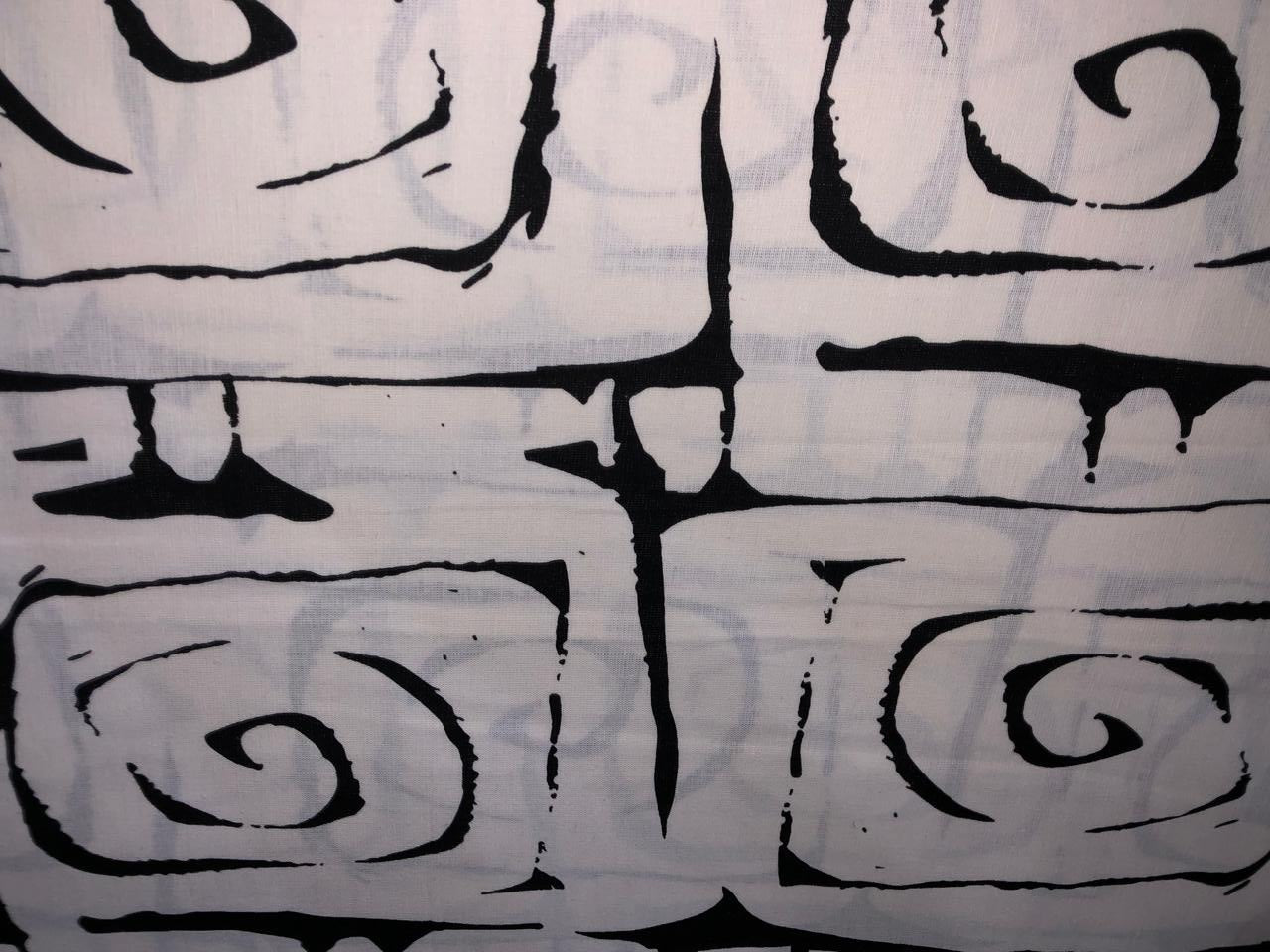 100% Linen black and white abstract  digital print fabric 58" wide [17302]