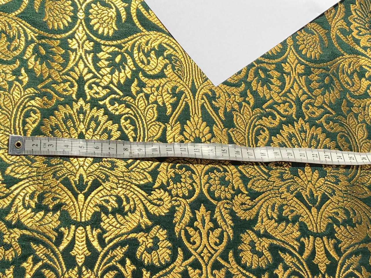 Brocade Fabric GREEN  COLOR with metallic gold   JACQUARD BRO994[6]