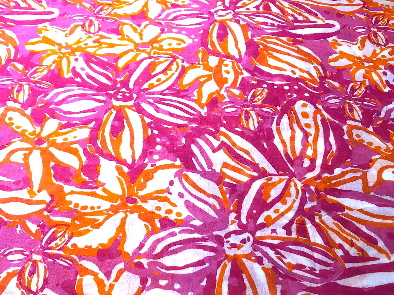 100% Cotton Poplin floral Print 44" wide available in 2 different color schemes  pink and orange AND blue ,royal, pink and green [17280/17281]
