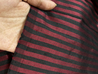 100% Pure Silk dupion STRIPE available in 2 colors PURPLE/BLACK and BURGANDY/BLACK  Fabric 44" wide DUPS71[1/2]
