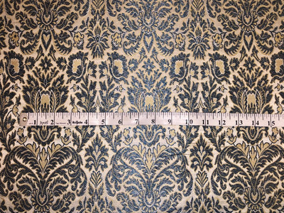 Silk Brocade fabric ivory with teal   floral  jacquard BRO1005[3]
