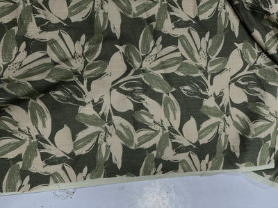 Viscose Linen 20% 80% Spun digital print available in 2 designs cream with red green and grey floral and green and beige floral print [17603/04]