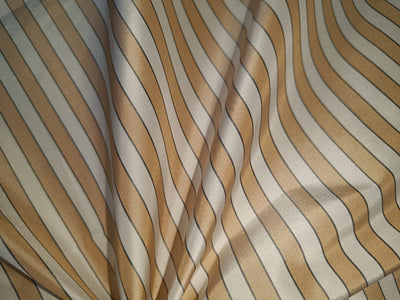 100%SILK TAFFETA Fabric Peach,Ivory & Black color STRIPES 54" wide TAF#S120[1]