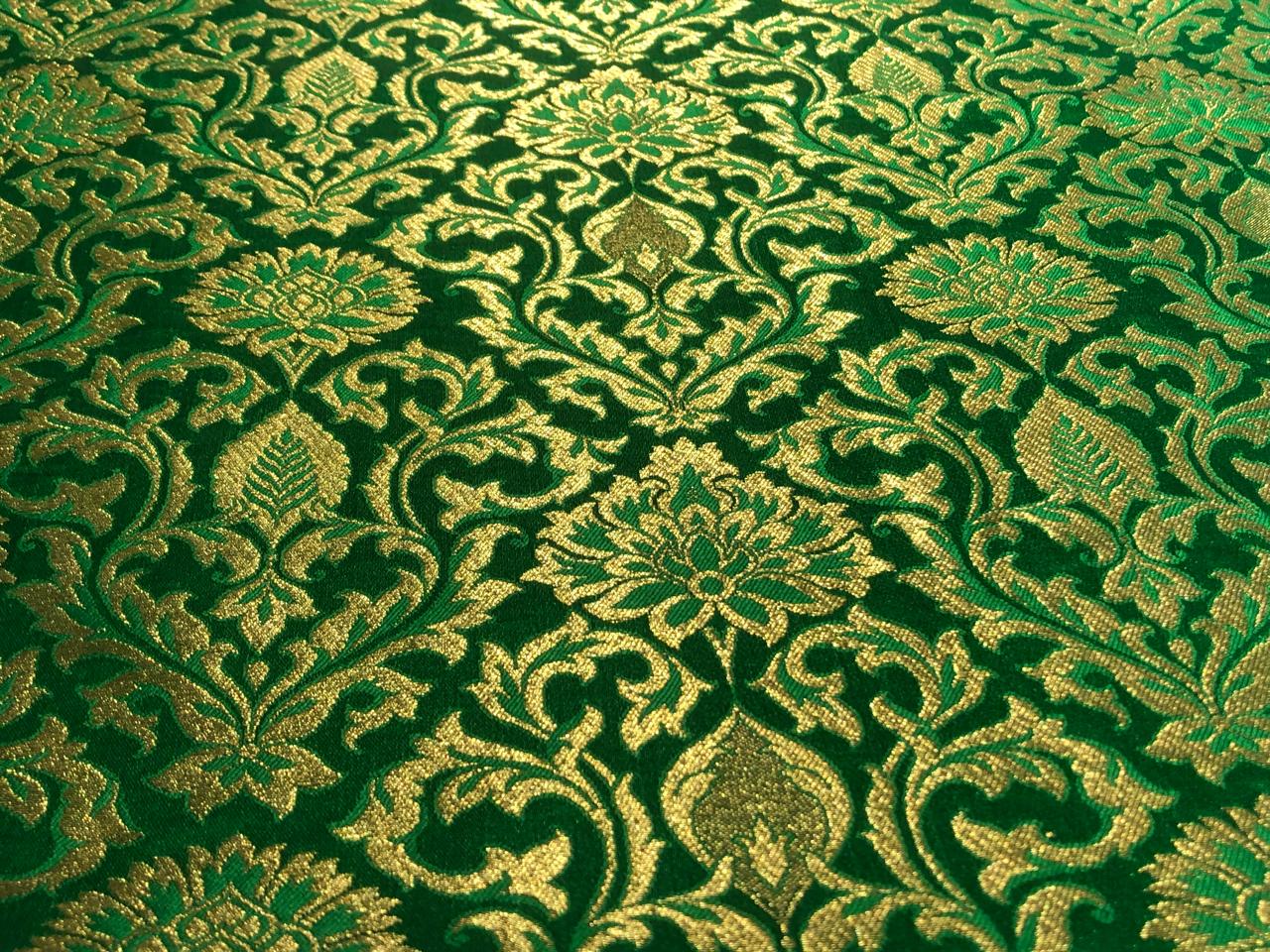Brocade  fabric 44" wide all over jacquard ~ Dark green  BRO828[2]new