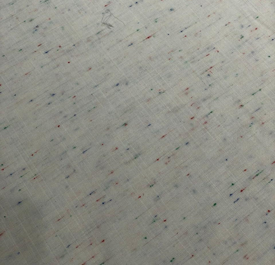 Viscose Linen 20% / 80% Spun slub white with red ,blue and green splash  58" wide [17627]