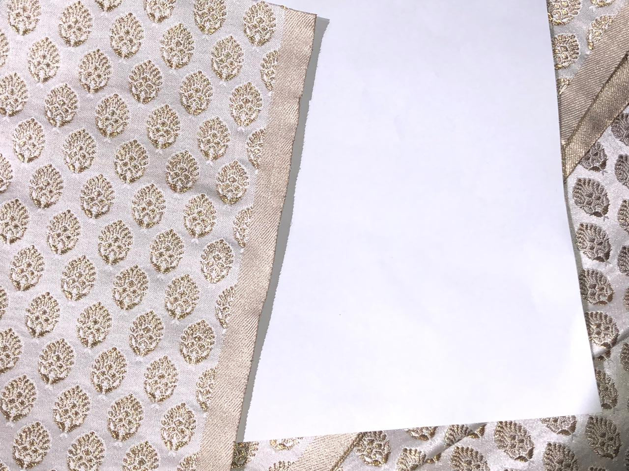 Silk Brocade fabric 44" wide  IVORY WITH METALIC GOLD MOTIF JACQUARD BRO980 available in 3 designs