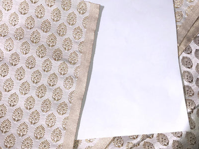 Silk Brocade fabric 44" wide  IVORY WITH METALIC GOLD MOTIF JACQUARD BRO980 available in 3 designs