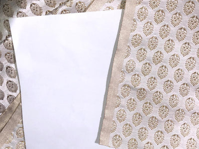 Silk Brocade fabric 44" wide  IVORY WITH METALIC GOLD MOTIF JACQUARD BRO980 available in 3 designs