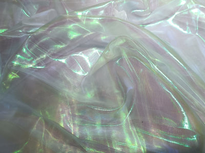 Holographic Organza Fabric Semi Sheer 58" WIDE   available in 2 colors white and Pink