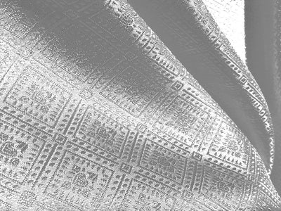 Silk Brocade fabric  white with white self geometric jacquard BRO1033[3]