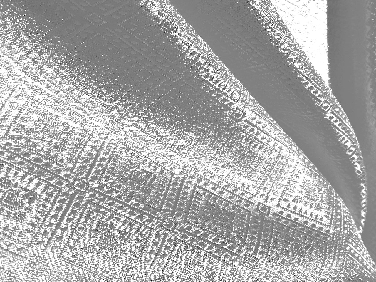 Silk Brocade fabric  white with white self geometric jacquard BRO1033[2]