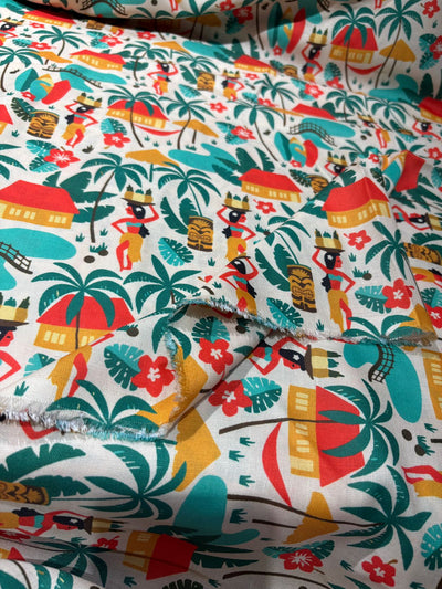 POLY MUSLIN PRINTED FABRIC 56" wide TROPICAL/ BEACH WEAR IN 4 DIFFERENT DESIGNS AND COLORS