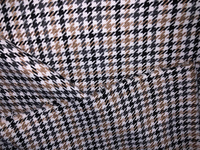 Acrylic Wool  fabric Houndstooth beige, grey, white and black [16880]