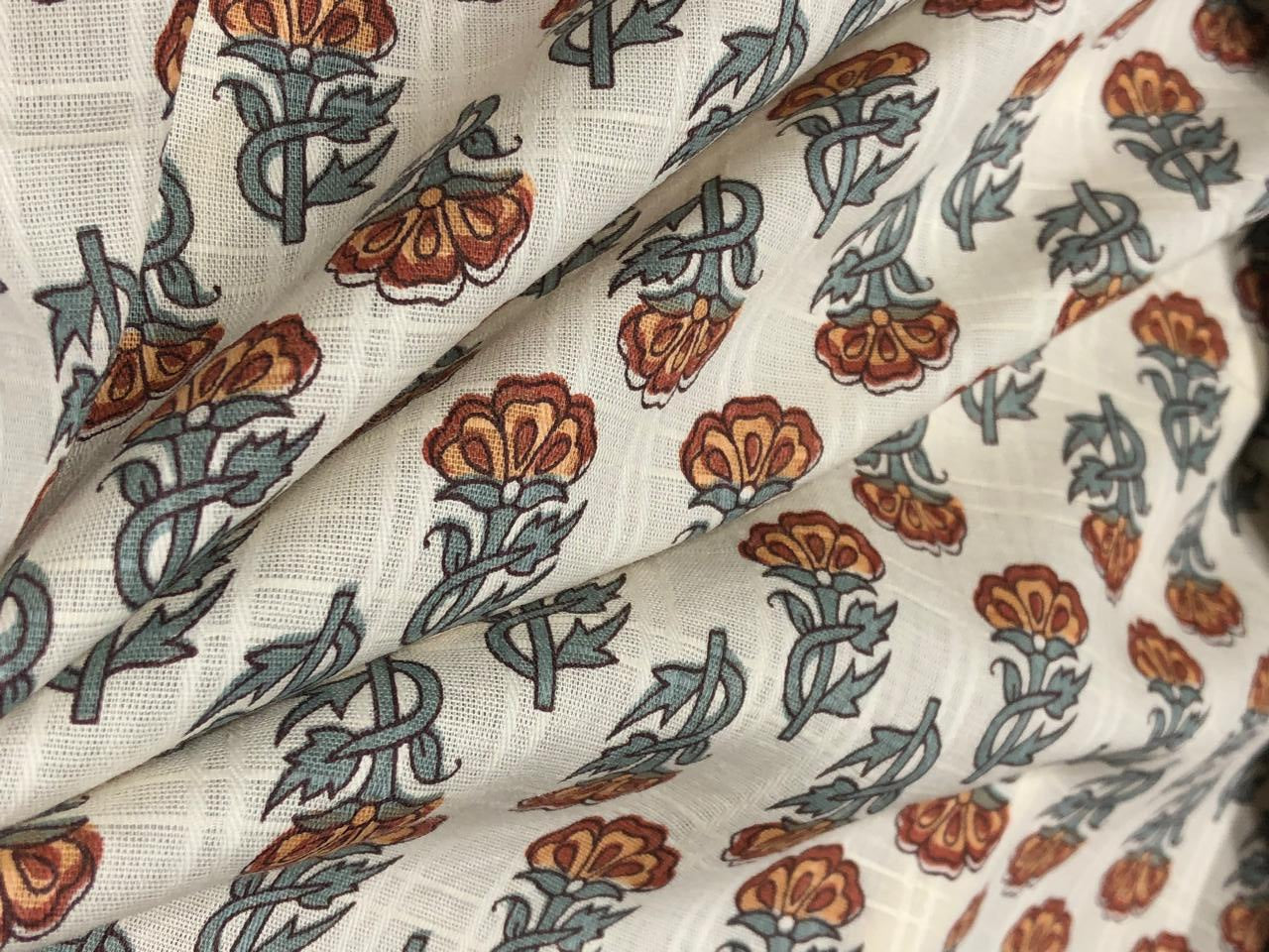 100% Cotton Satin dobby plaids block prints available in 4 different floral designs [17577/78/79/80]