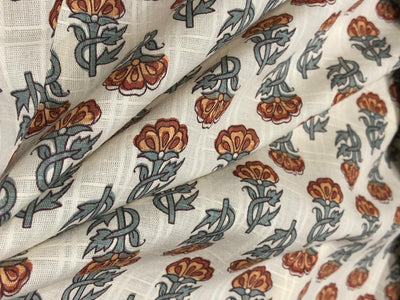 100% Cotton Satin dobby plaids block prints available in 4 different floral designs [17577/78/79/80]