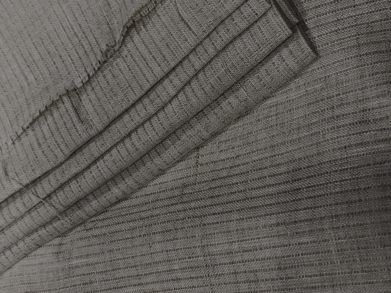 100% Linen stripe fabric mis-dent European dobby [17722]