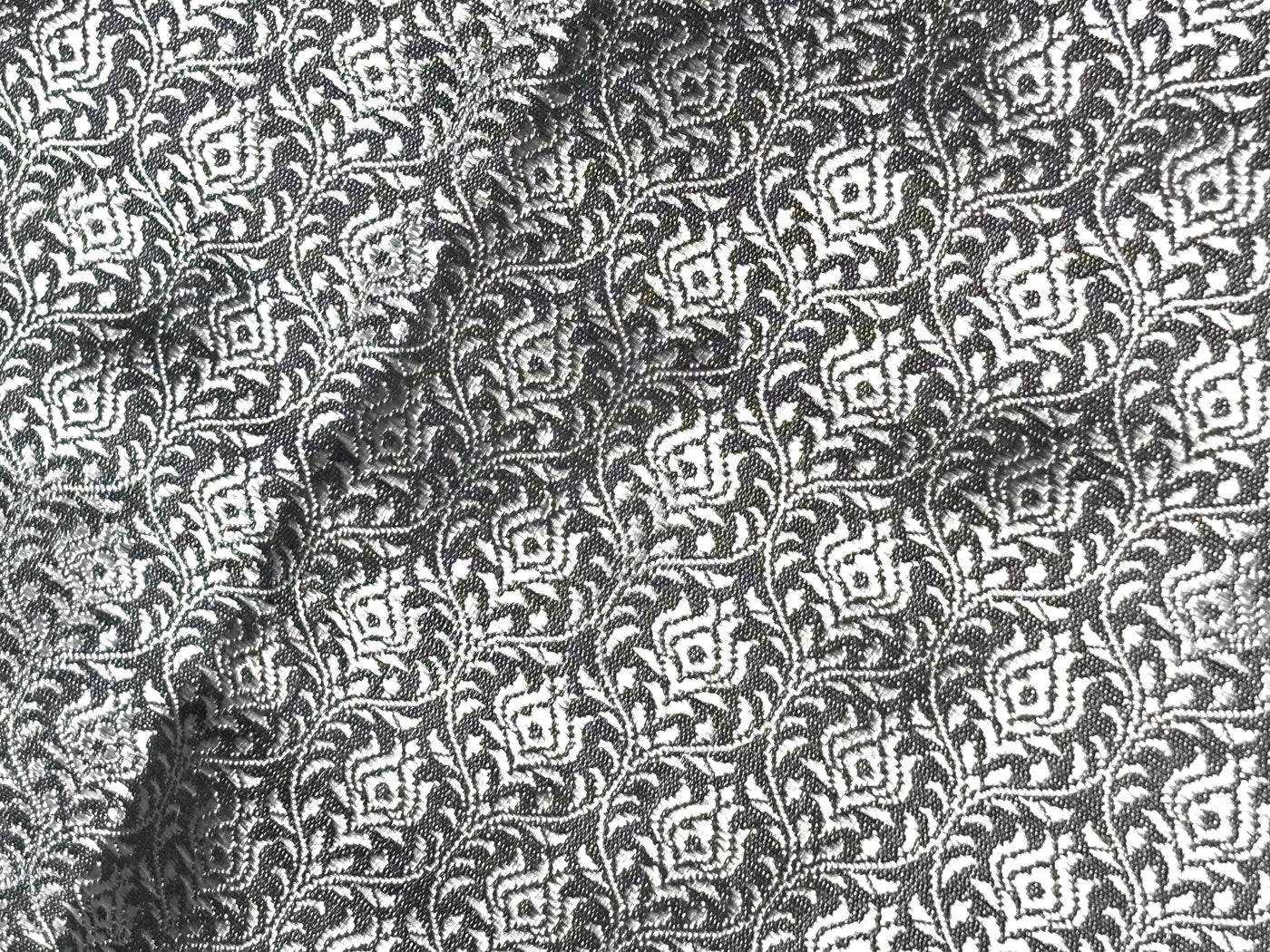 Brocade Fabric Grey with silver all over motif Jacquard 44" BRO1028[1]