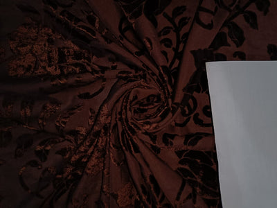 Devore Polyester Viscose Burnout Velvet Chocolate Brown color fabric ~ 44" wide [456]