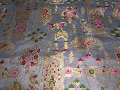 Silk Brocade fabric 44" available in 4 colors  peach, white ivory, mint and grey  [BRO1042]
