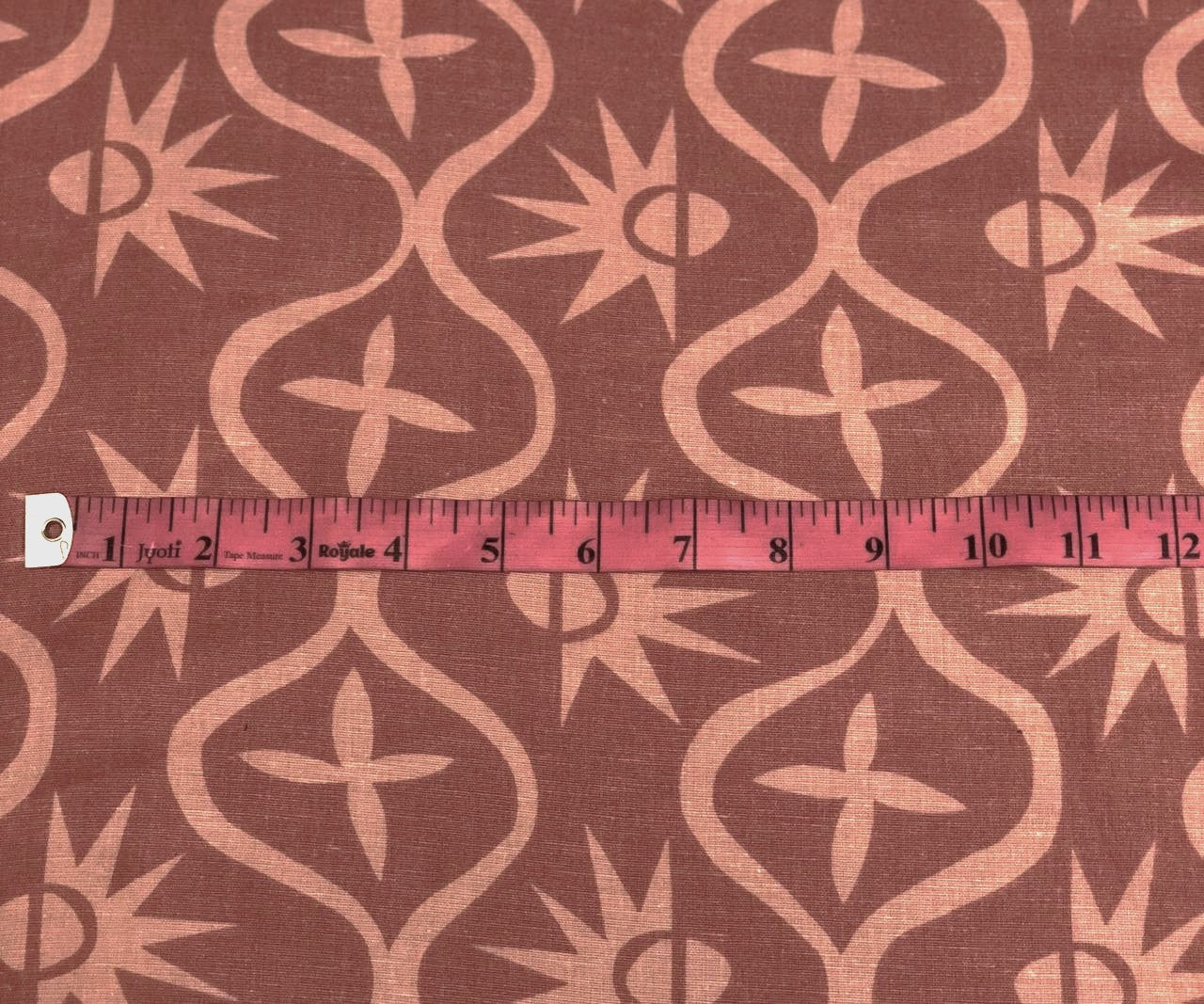 Linen Viscose onion skin print abstract with floral and sun motif [18553]