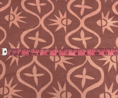 Linen Viscose onion skin print abstract with floral and sun motif [18553]