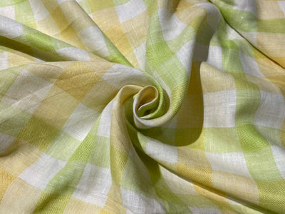 100% Chambray Linen Multi Colour Plaid Fabric~ 58&quot; wide
