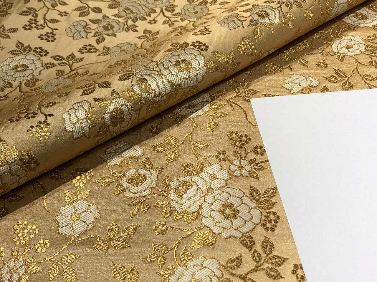 Silk Brocade fabric 44" wide floral Jacquard with metallic gold available in 2 colors BRO937[1/2]