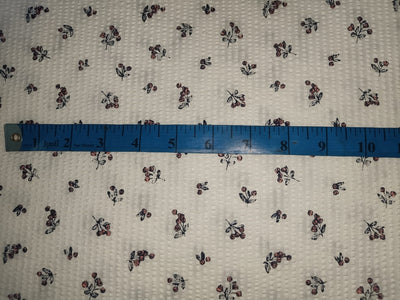 100% Cotton  Seer Sucker fabric white with floral motif color 58" wide [15120]