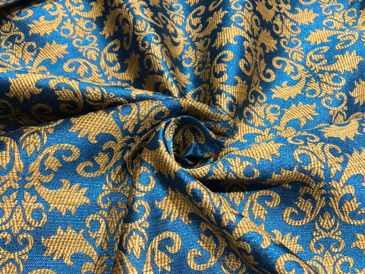 Brocade Fabric all over jacquard in a subtle gold available in 2 colors turquoise and royal blue 44" wide BRO421[1/2]