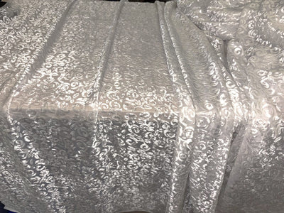 White Devore Polyester Viscose Burnout Velvet fabric ~ 44" wide available in 3 designs floral vines, abstract rose and floral [18291/92/93]