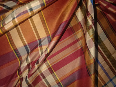 100%silk taffeta fabric multi color plaids TAFC65[4] 54 "wide
