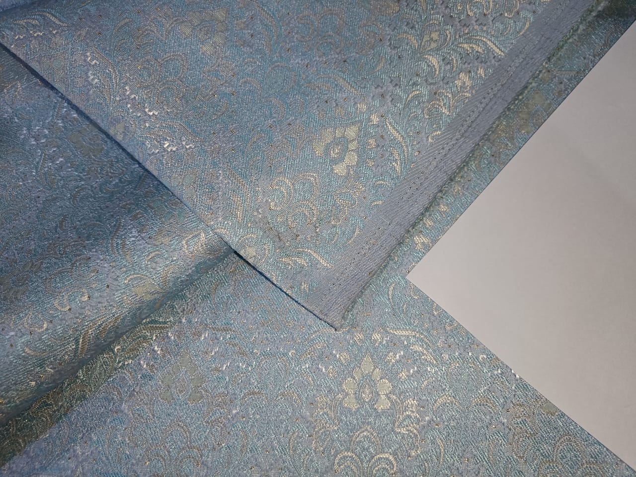 Brocade fabric pastel blue and silver color 58" wide BRO892[5]