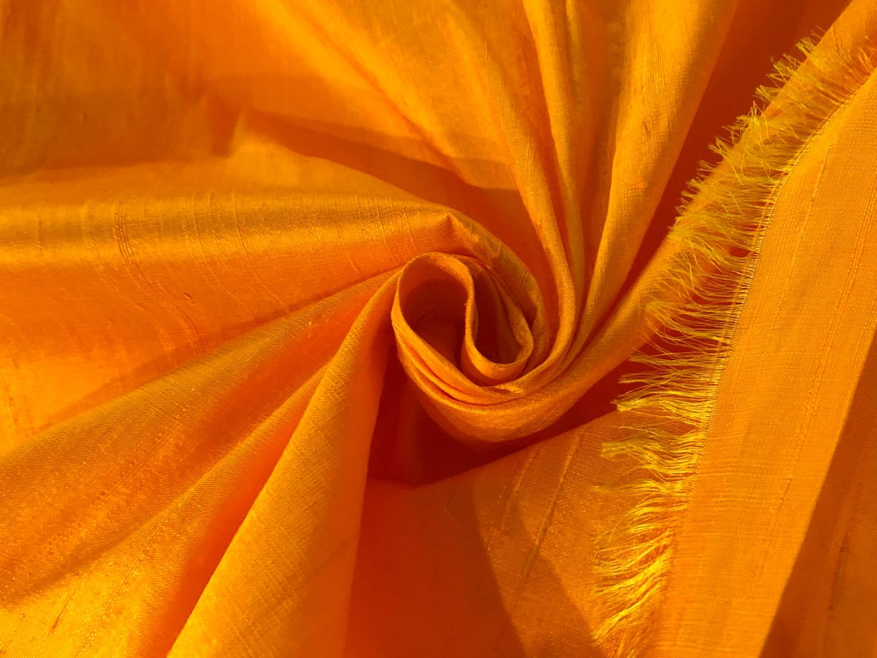 100% PURE SILK DUPIONI FABRIC MANGO YELLOW colour 54" wide WITH SLUBS MM68[6]