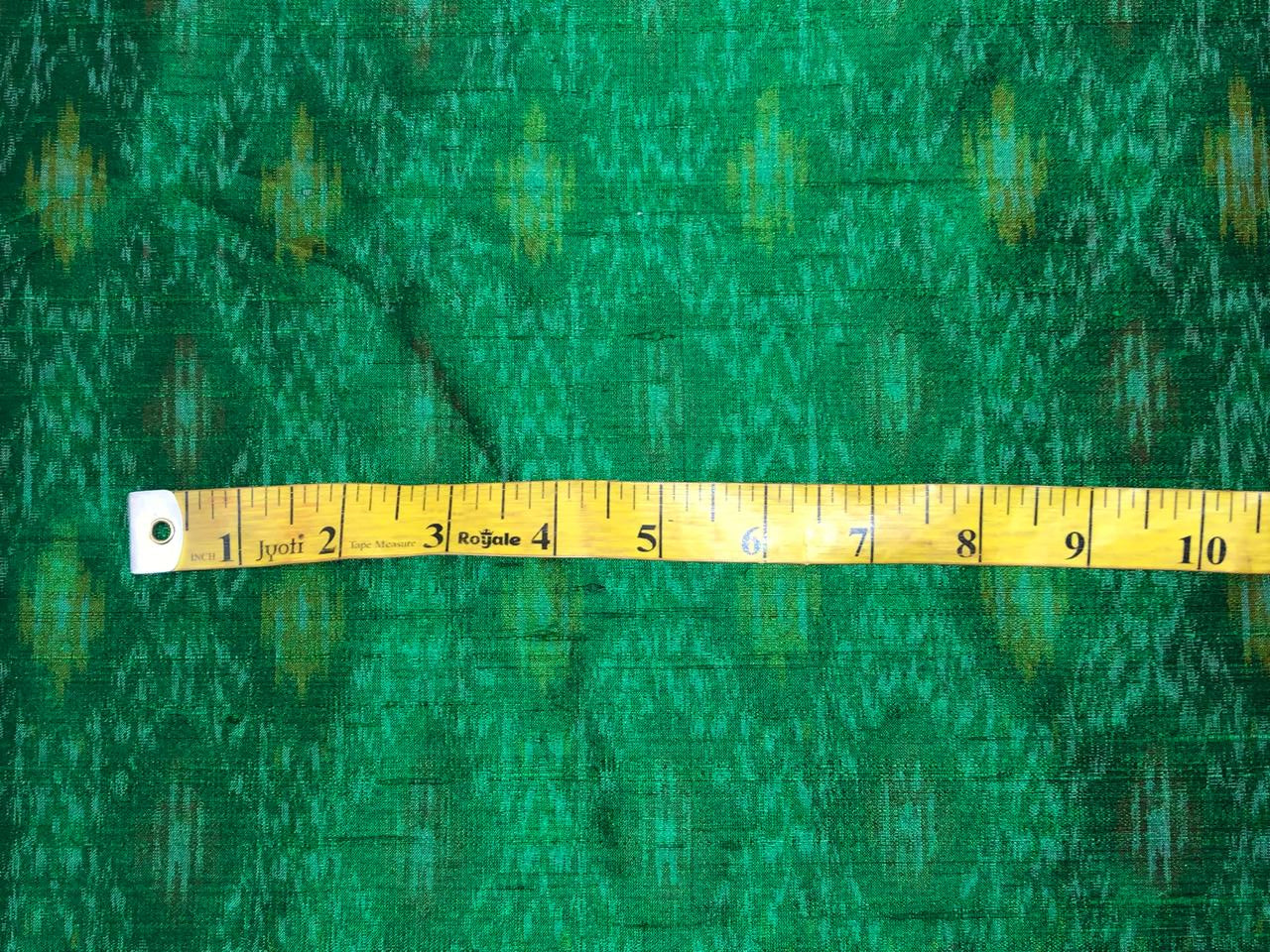 100% pure silk dupion ikat fabric green color 44" wide available in 2 combinations[18473/74]