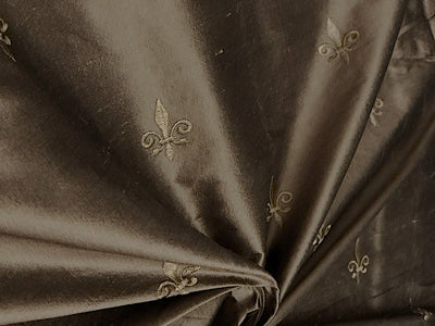 Silk dupioni embroidery  dull gold with gold motif DUPE48A