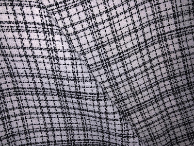 SUITING PLAIDS POLYESTER CREPE 58" BLACK AND WHITE [16892]