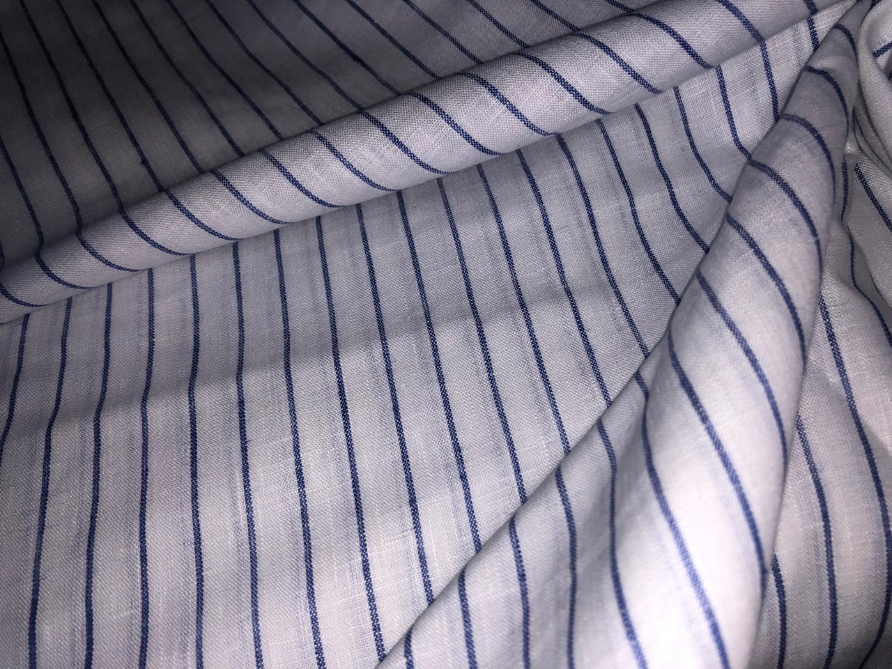 100% Linen stripe 60's Lea Fabric 58" wide available in 2 colors blue and sea green [17643/44]