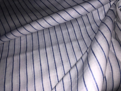 100% Linen stripe 60's Lea Fabric 58" wide available in 2 colors blue and sea green [17643/44]