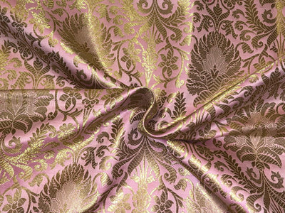 Silk Brocade fabric mulberry with beautiful gold  jacquard BRO1076[1/2]