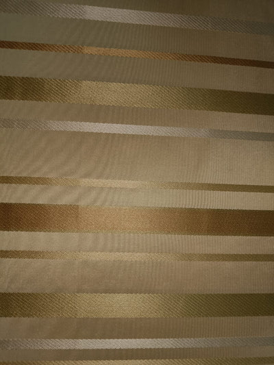100% silk taffeta satin stripe shades of gold  TAF72[5]