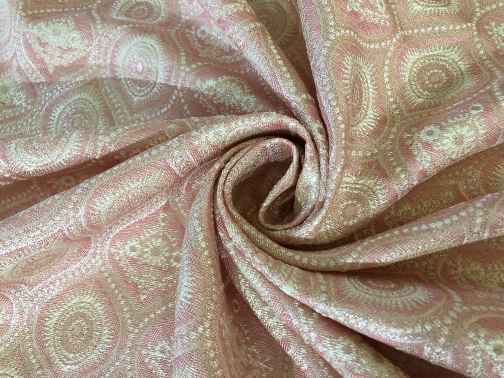 Brocade Fabric 44" wide BRO848/BRO907 available in two designs and color blueish grey and dusty rose red
