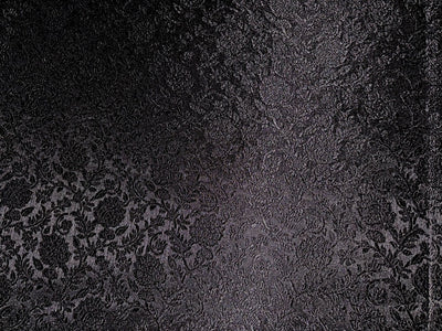 Silk Brocade fabric 56" jet black with self  floral jacquard BRO1057[1]