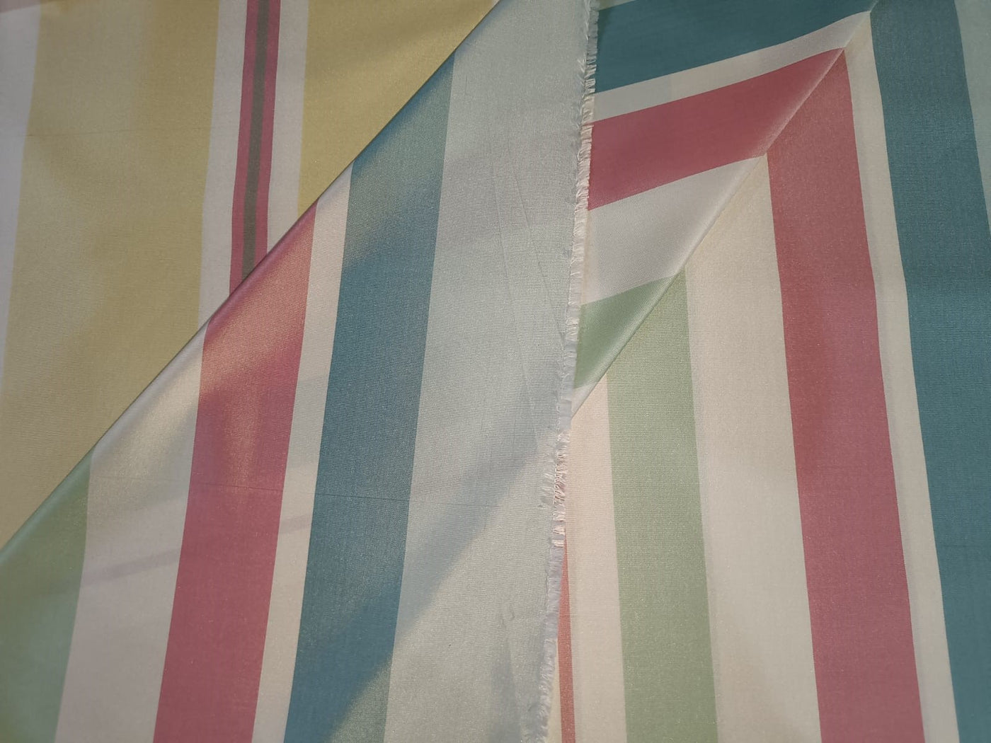 100% SILK TAFFETA PASTEL COLOUR STRIPE 54" wide Taf#S136[1]