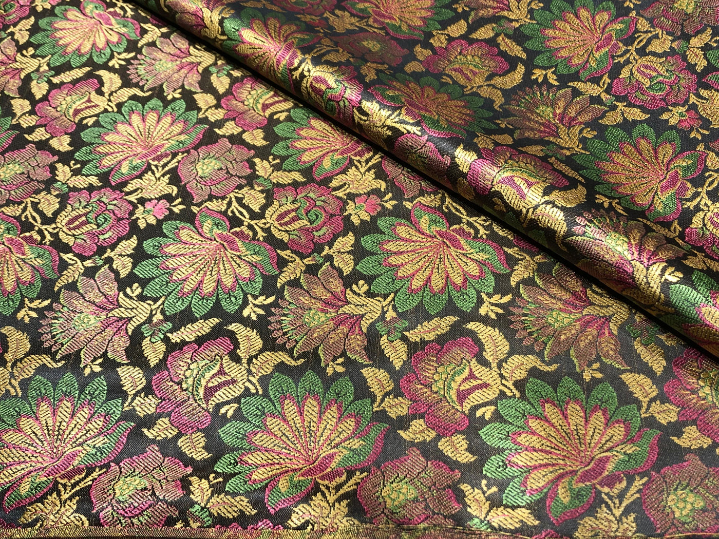 Silk Brocade fabric floral  jacquard available in 2 colors brown and royal blue  BRO1023[1/2]