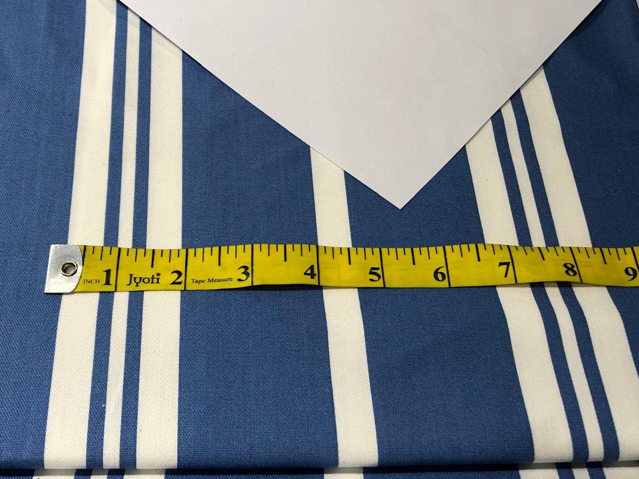 100% Cotton Denim  Fabric 58" wide BLUE WHITE STRIPE [16798]