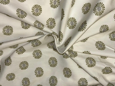 Cotton Suprima  fabric 147 cms wide white ivory with flower motif print [18523]