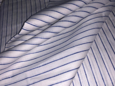 100% Linen stripe 60's Lea Fabric 58" wide available in 2 colors blue and sea green [17643/44]