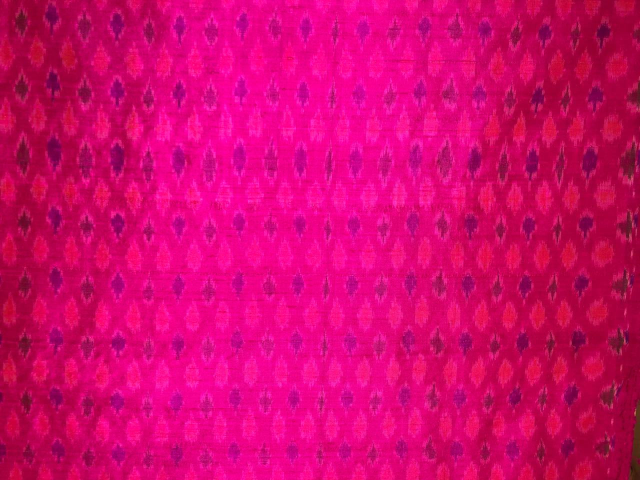 100% pure silk dupion ikat fabric pink color 44" wide available in 3 combinations