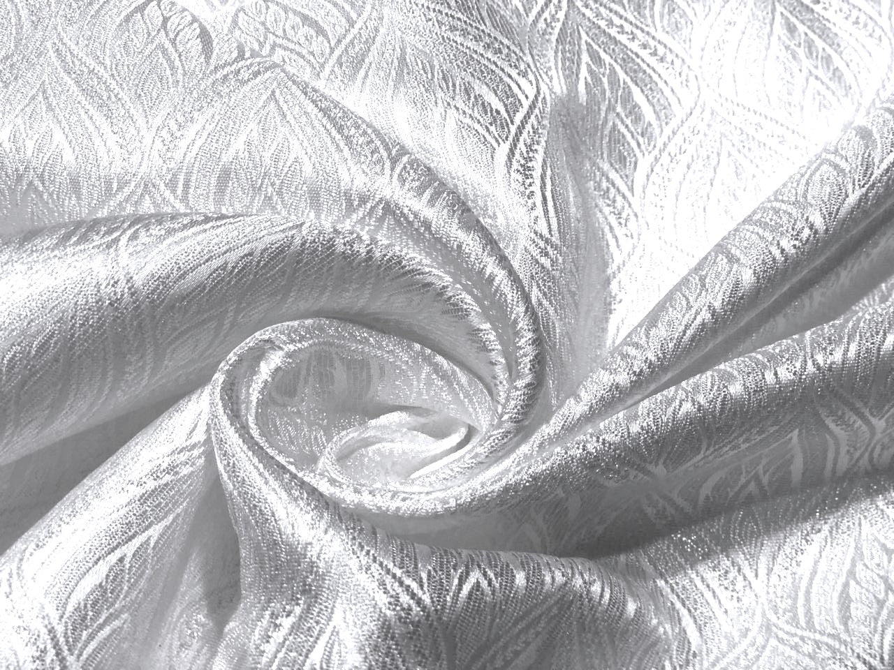 Silk Brocade fabric  white with white self geometric jacquard BRO1033[3]